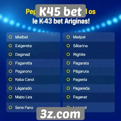 Métodos de pagamento aceitos no K45 bet
